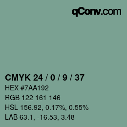 Color code: CMYK 24 / 0 / 9 / 37 | qconv.com