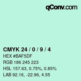 颜色代码: CMYK 24 / 0 / 9 / 4 | qconv.com