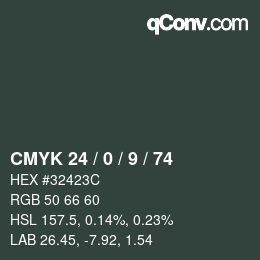 カラーコード: CMYK 24 / 0 / 9 / 74 | qconv.com