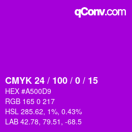 颜色代码: CMYK 24 / 100 / 0 / 15 | qconv.com