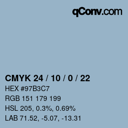 カラーコード: CMYK 24 / 10 / 0 / 22 | qconv.com