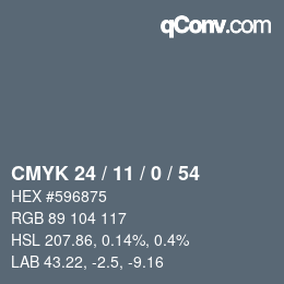 Farbcode: CMYK 24 / 11 / 0 / 54 | qconv.com