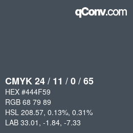 カラーコード: CMYK 24 / 11 / 0 / 65 | qconv.com