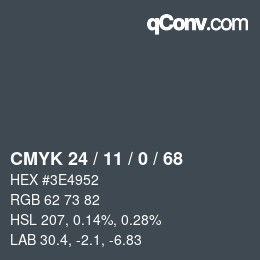 カラーコード: CMYK 24 / 11 / 0 / 68 | qconv.com