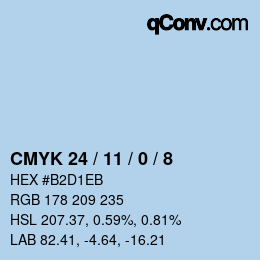 颜色代码: CMYK 24 / 11 / 0 / 8 | qconv.com