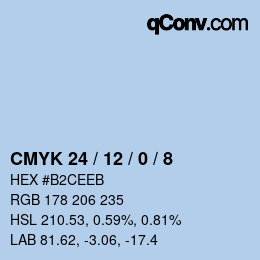カラーコード: CMYK 24 / 12 / 0 / 8 | qconv.com