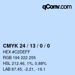 カラーコード: CMYK 24 / 13 / 0 / 0 | qconv.com