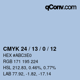 カラーコード: CMYK 24 / 13 / 0 / 12 | qconv.com