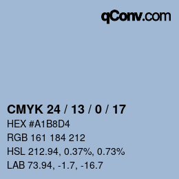 颜色代码: CMYK 24 / 13 / 0 / 17 | qconv.com