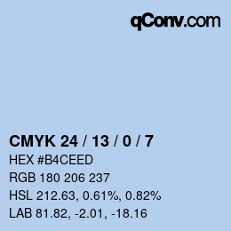 カラーコード: CMYK 24 / 13 / 0 / 7 | qconv.com