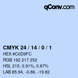 カラーコード: CMYK 24 / 14 / 0 / 1 | qconv.com
