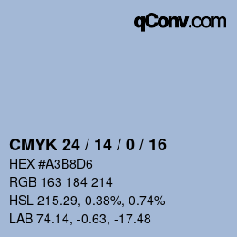 Código de color: CMYK 24 / 14 / 0 / 16 | qconv.com
