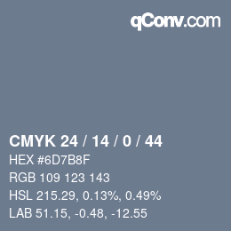 Color code: CMYK 24 / 14 / 0 / 44 | qconv.com