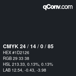 Color code: CMYK 24 / 14 / 0 / 85 | qconv.com