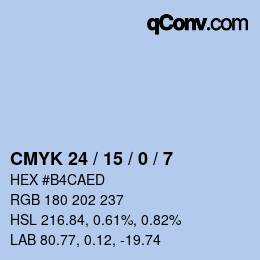 カラーコード: CMYK 24 / 15 / 0 / 7 | qconv.com