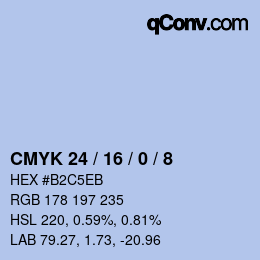 カラーコード: CMYK 24 / 16 / 0 / 8 | qconv.com