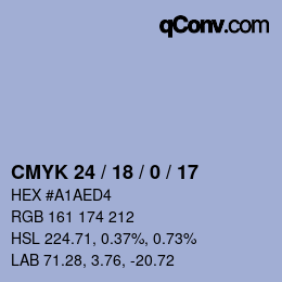 Código de color: CMYK 24 / 18 / 0 / 17 | qconv.com