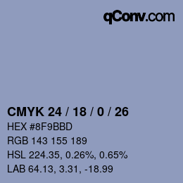 Color code: CMYK 24 / 18 / 0 / 26 | qconv.com