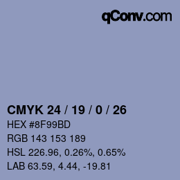 Color code: CMYK 24 / 19 / 0 / 26 | qconv.com