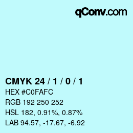 カラーコード: CMYK 24 / 1 / 0 / 1 | qconv.com