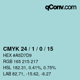 カラーコード: CMYK 24 / 1 / 0 / 15 | qconv.com