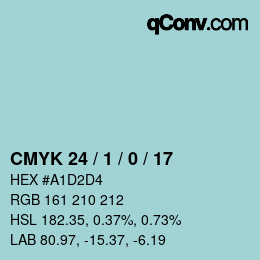 カラーコード: CMYK 24 / 1 / 0 / 17 | qconv.com