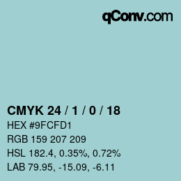 颜色代码: CMYK 24 / 1 / 0 / 18 | qconv.com
