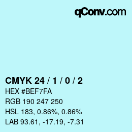 カラーコード: CMYK 24 / 1 / 0 / 2 | qconv.com