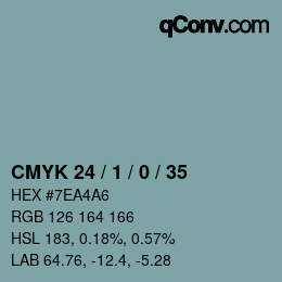 カラーコード: CMYK 24 / 1 / 0 / 35 | qconv.com