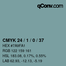 Color code: CMYK 24 / 1 / 0 / 37 | qconv.com