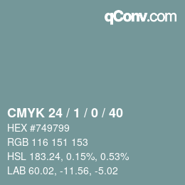 Farbcode: CMYK 24 / 1 / 0 / 40 | qconv.com