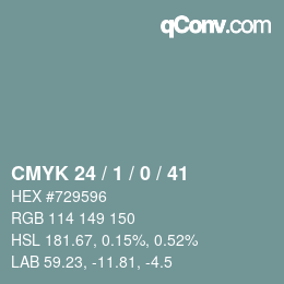 Color code: CMYK 24 / 1 / 0 / 41 | qconv.com