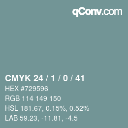 カラーコード: CMYK 24 / 1 / 0 / 41 | qconv.com