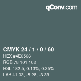カラーコード: CMYK 24 / 1 / 0 / 60 | qconv.com