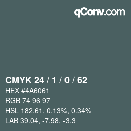 颜色代码: CMYK 24 / 1 / 0 / 62 | qconv.com