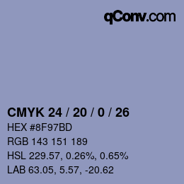 Color code: CMYK 24 / 20 / 0 / 26 | qconv.com