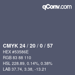 Código de color: CMYK 24 / 20 / 0 / 57 | qconv.com