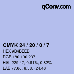 Color code: CMYK 24 / 20 / 0 / 7 | qconv.com