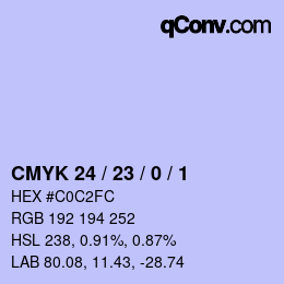 カラーコード: CMYK 24 / 23 / 0 / 1 | qconv.com