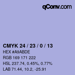Color code: CMYK 24 / 23 / 0 / 13 | qconv.com