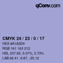 Color code: CMYK 24 / 23 / 0 / 17 | qconv.com