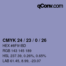 Color code: CMYK 24 / 23 / 0 / 26 | qconv.com