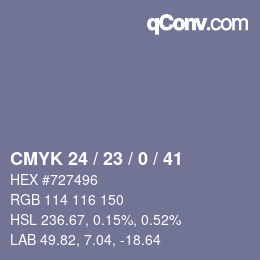 Color code: CMYK 24 / 23 / 0 / 41 | qconv.com