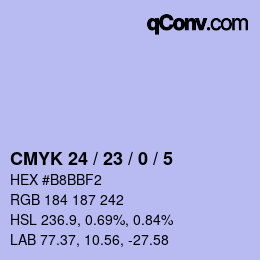 カラーコード: CMYK 24 / 23 / 0 / 5 | qconv.com