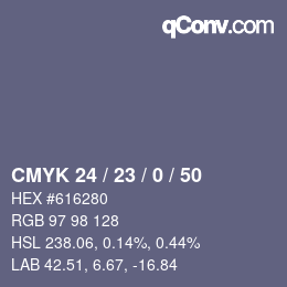 Color code: CMYK 24 / 23 / 0 / 50 | qconv.com