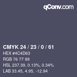 Color code: CMYK 24 / 23 / 0 / 61 | qconv.com