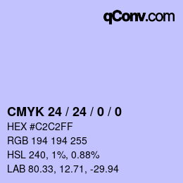 カラーコード: CMYK 24 / 24 / 0 / 0 | qconv.com