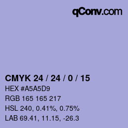 カラーコード: CMYK 24 / 24 / 0 / 15 | qconv.com
