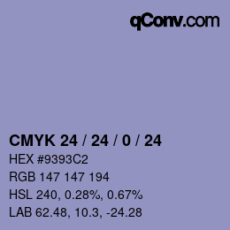 カラーコード: CMYK 24 / 24 / 0 / 24 | qconv.com