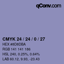 カラーコード: CMYK 24 / 24 / 0 / 27 | qconv.com
